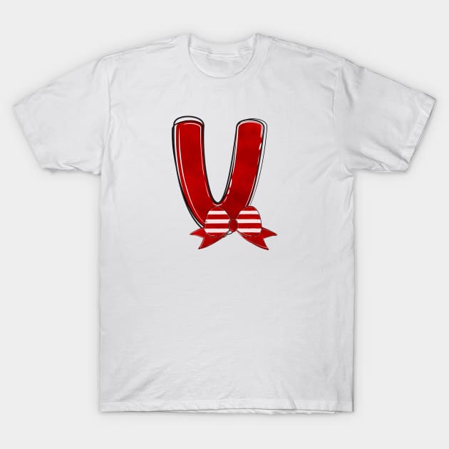 Letter V - Christmas Letter T-Shirt by Pop Cult Store